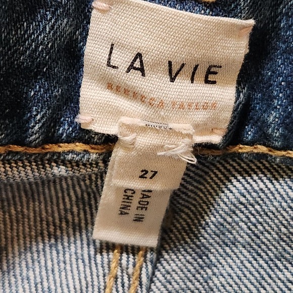 La Vie Rebecca Taylor Patched Velvet & Rigid Blue Denim Jeans Womens Size 27 - Picture 8 of 16